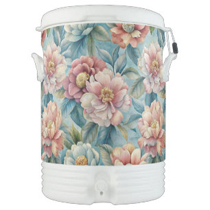 Vintage Floral Peach and Pink Beverage Cooler