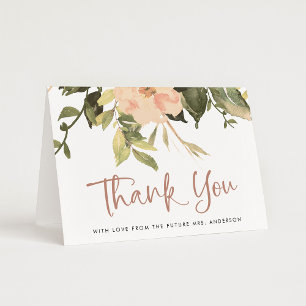 Vintage Floral Peonies Elegant Bridal Shower Thank You Card