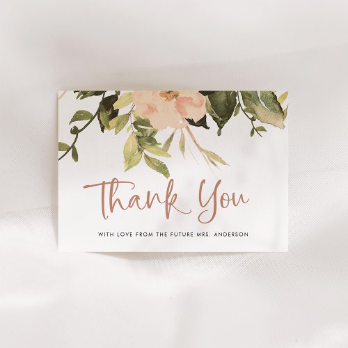 Vintage Floral Peonies  Elegant Bridal Shower Thank You Card