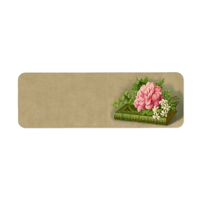 Vintage Floral Peony Classy Book Elegant Label (Front)