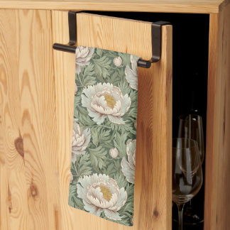 Vintage Floral Peony Patterned Kitchen Towel