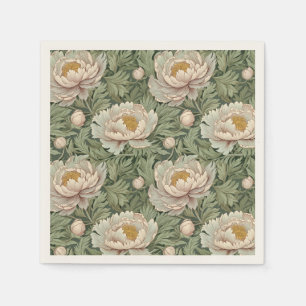 Vintage Floral Peony Patterned Paper Napkins