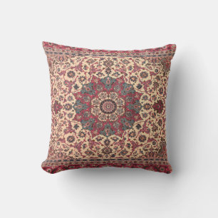 Vintage Floral Persian Carpet Pattern Throw Pillow