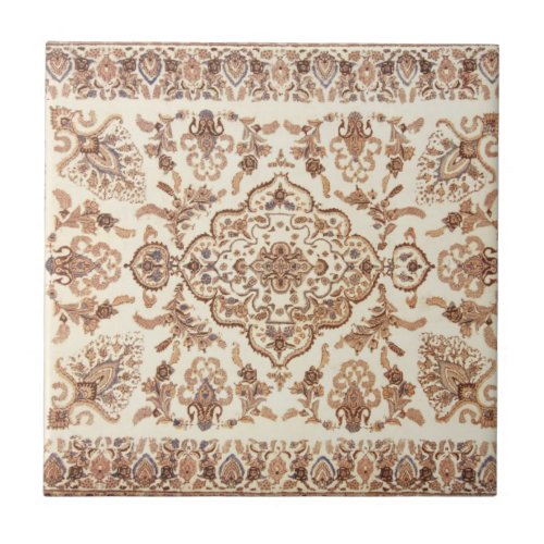 Vintage Floral Persian Rug Pattern Ceramic Tile