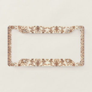 Vintage Floral Persian Rug Pattern License Plate Frame