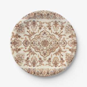 Vintage Floral Persian Rug Pattern Paper Plates