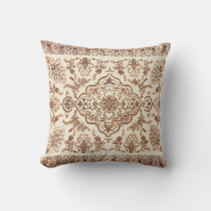 Vintage Floral Persian Rug Pattern Throw Pillow