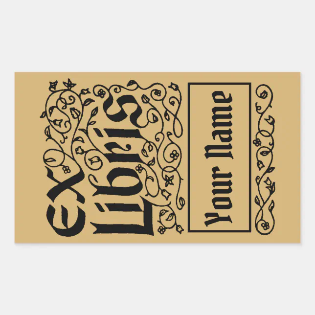 Vintage Floral Personal ExLibris Template Rectangular Sticker Zazzle