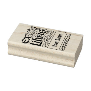 Vintage Floral Personal Ex-Libris Template Rubber Stamp