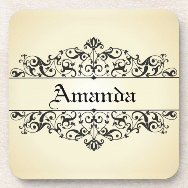 Vintage Floral Personalized Coaster (Front)