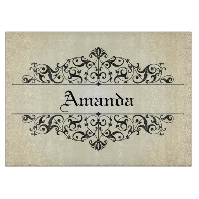 Vintage Floral Personalized Cutting Board (Front)