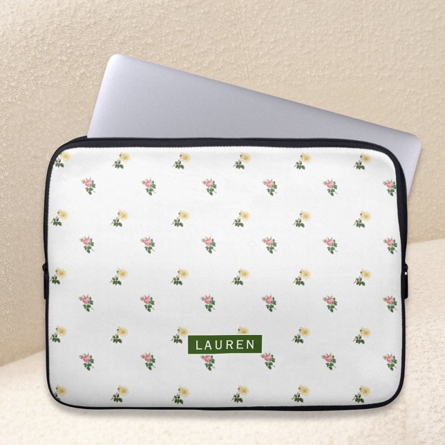 Vintage Floral Personalized Laptop Sleeve (Creator Uploaded)