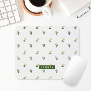 Vintage Floral Personalized Mouse Pad