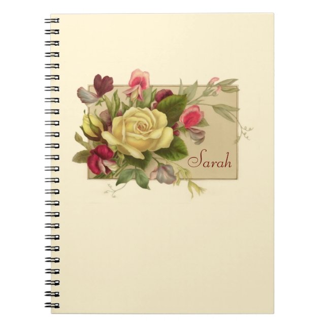 Vintage Floral Personalized Notebook (Front)