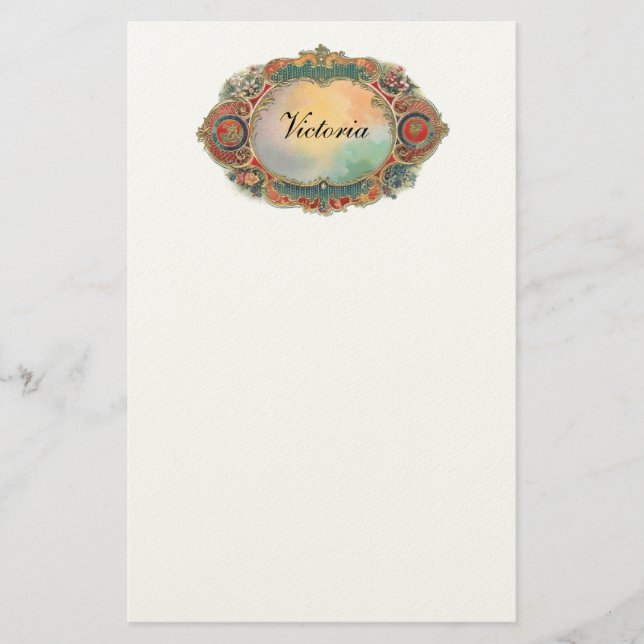 Vintage Floral Personalized Stationery (Front)