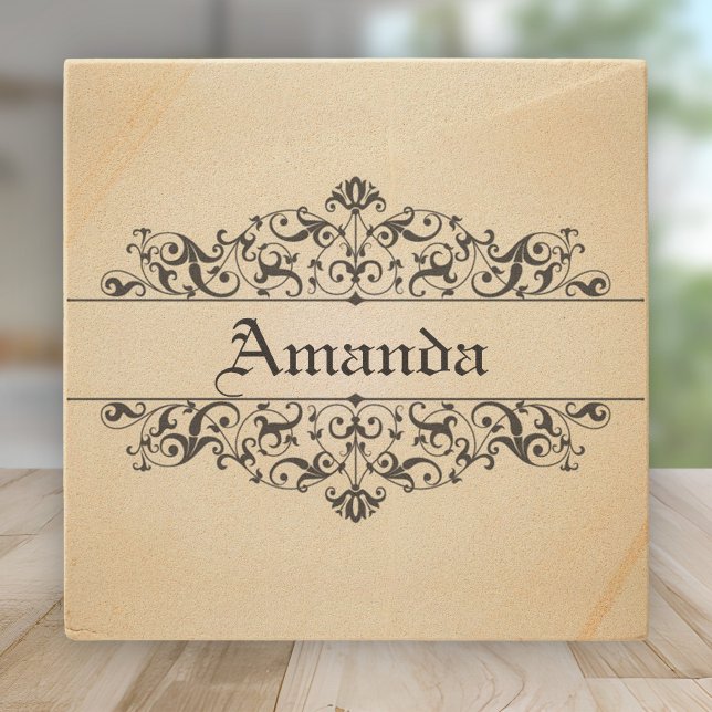 Vintage Floral Personalized Stone Coaster (Creator Uploaded)