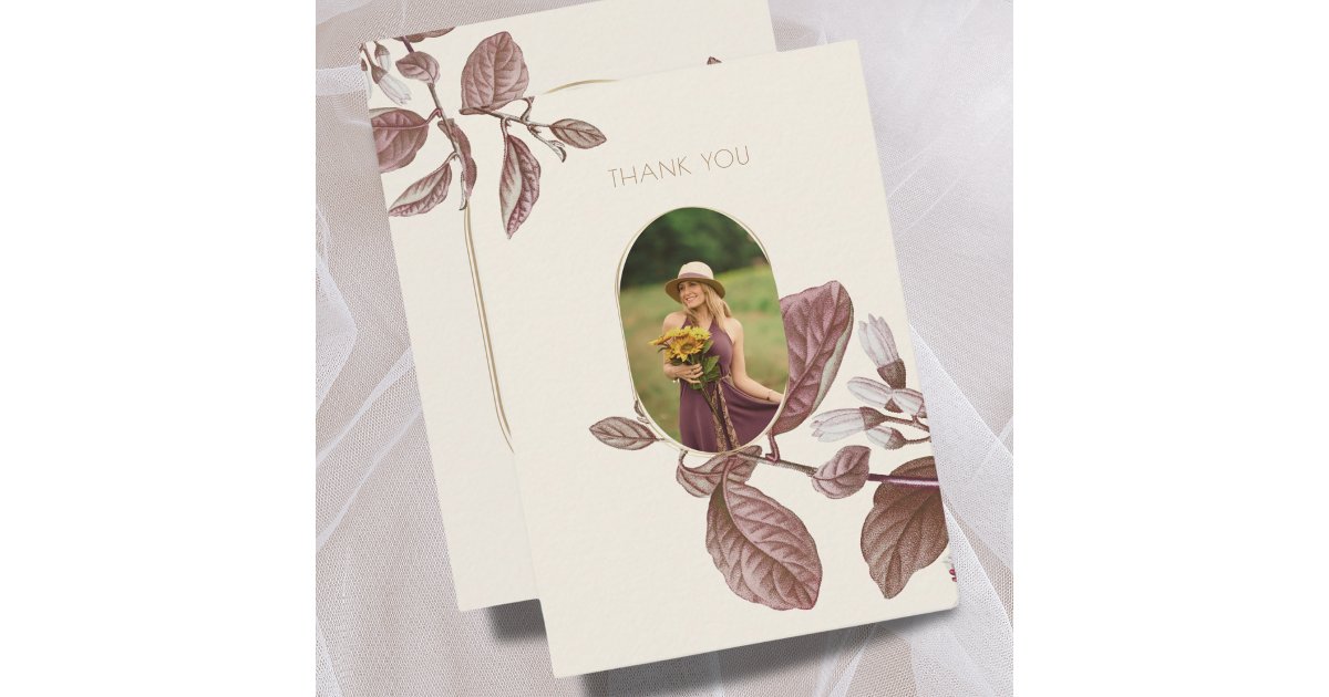 Vintage Floral Photo Funeral Sympathy Thank You Note Card | Zazzle