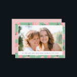 Vintage Floral Photo Mother's Day Card<br><div class="desc">This beautiful,  Mother's Day flat card features a vintage floral design in pink over a mint green background.  Easy to customize with your own photo and text!</div>
