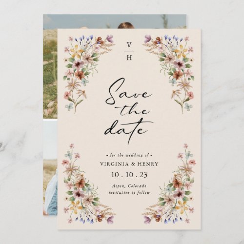 Vintage Floral Photo Save The Date