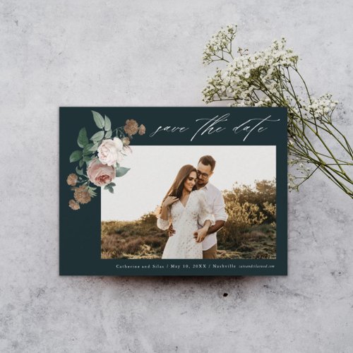 Vintage Floral Photo Wedding  Save The Date