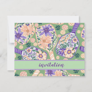 Vintage Floral Pickleball Design Postcard