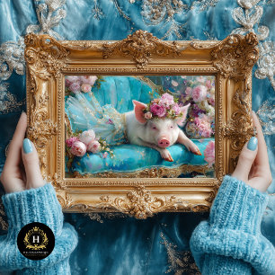 Vintage Floral Pig in Tutu Decoupage Tissue Paper