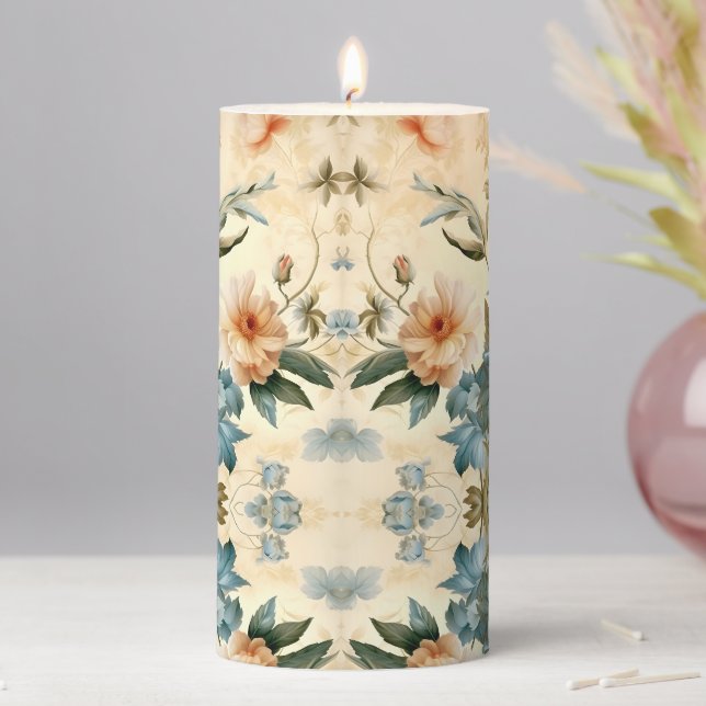 Vintage Floral Pillar Candle (In Situ)