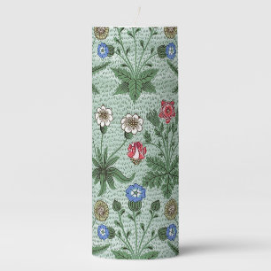 Vintage Floral Pink Blue William Morris Daisy Pillar Candle