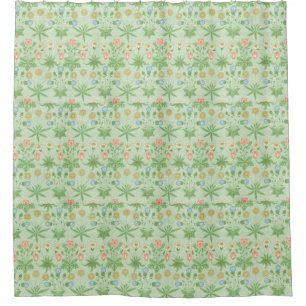 Vintage Floral Pink Blue William Morris Daisy Shower Curtain