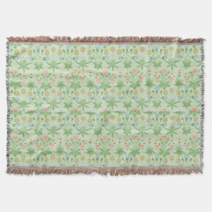 Vintage Floral Pink Blue William Morris Daisy Throw Blanket
