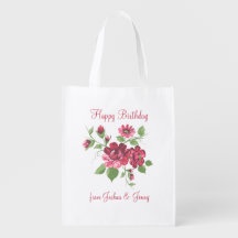Vintage Floral Pink Burgundy Happy Birthday Gift