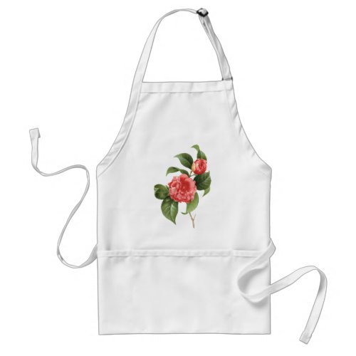 Vintage Floral Pink Camellia Flowers by Redoute Adult Apron