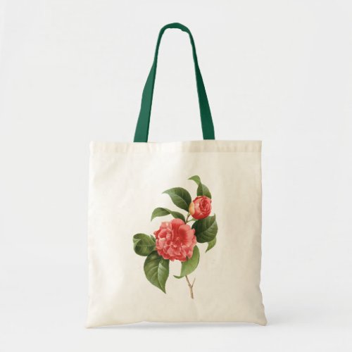 Vintage Floral Pink Camellia Flowers by Redoute Tote Bag