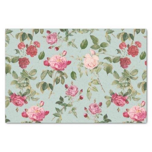 Vintage Floral Pink Country Rose Tissue Paper