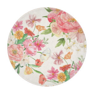 vintage floral Pink flowers kitchen decor Cutting Board
