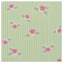 Vintage Floral Pink Green Striped