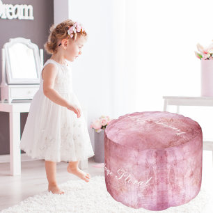 Vintage Floral Pink Grunge Pouf