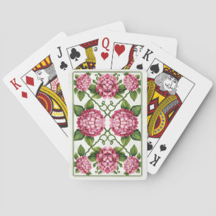 Vintage Floral Pink Hydrangea Poker Cards