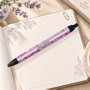 Vintage floral pink magenta toile de jouy monogram pen