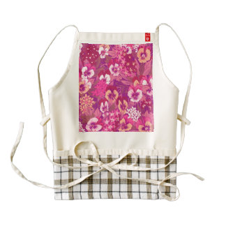 Vintage Floral Pink Pansy Zazzle HEART Apron