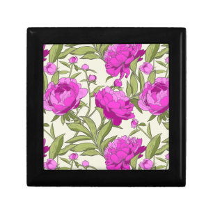 Vintage floral pink peony jewelry keepsake box