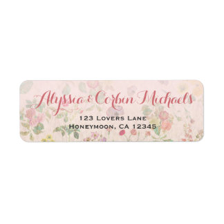 Vintage Floral Pink Romantic Elegant Wedding Label