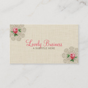 Vintage Floral Pink Rose Business Card