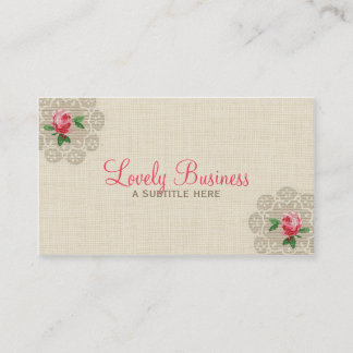 Vintage Floral Pink Rose Business Card
