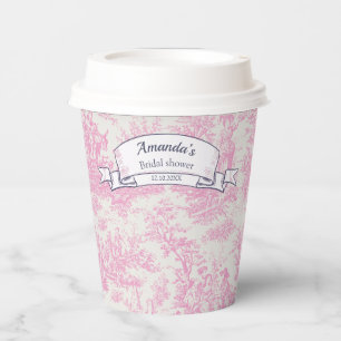 Vintage floral pink toile de jouy shower paper cups