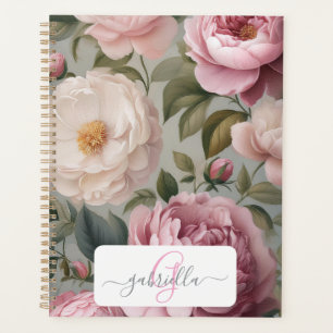 Vintage Floral Planner with Name & Monogram