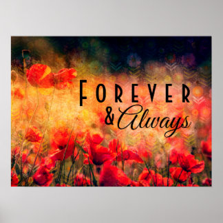Vintage Floral Poppies Remembrance POSTER