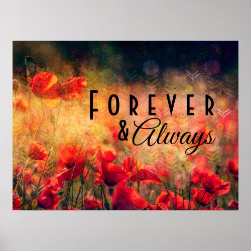 Vintage Floral Poppies Remembrance POSTER