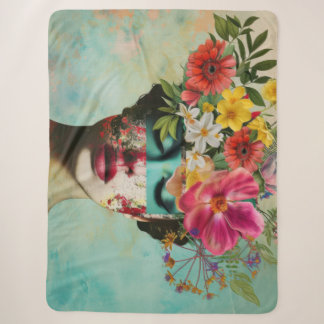 Vintage Floral Portrait Sherpa Blanket