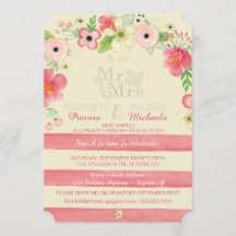 Vintage Floral Post Wedding Reception Only Invite